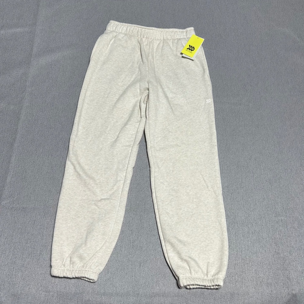 All in Motion Kids Fleece Jogger Pants Size M 8 Heather Cream Sweatpants